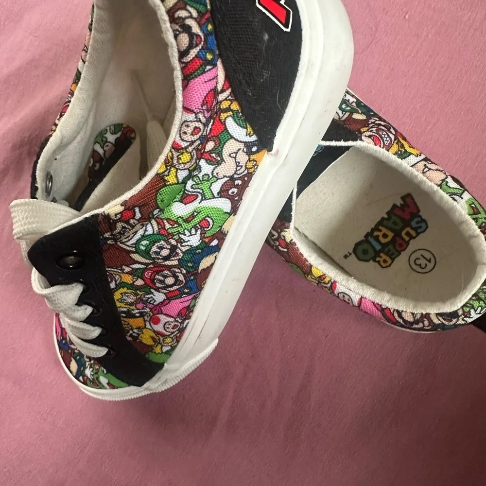 Nintendo Super Mario Kids Sneakers - Black, White, and Multicolor
